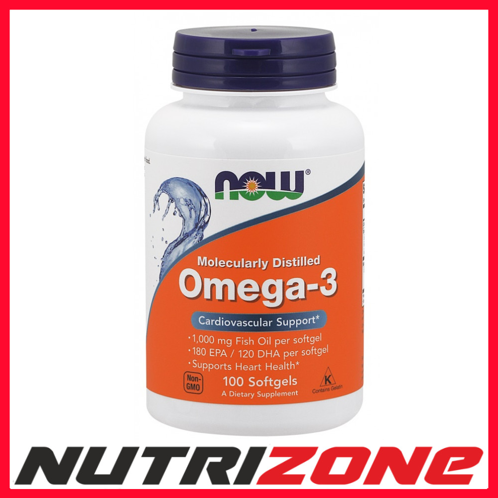 NOW Foods Omega 3 Molecularly Distilled EPA DHA Fatty Acids- 100 softgels