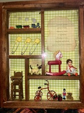 Vintage Handmade Baby Neutral Shadowbox Nursery Room Decor