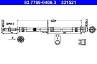 ATE 83.7769-0406.3 Bremsschlauch 401 Mm FüR Ford Tourneo Connect V408 Nadwozie