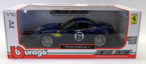 Burago 1/18 Scale Diecast - 18-76104 Ferrari California T 70th Anniversary Blue - Picture 5 of 5