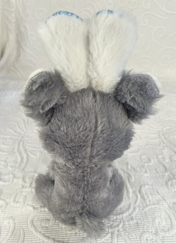 Hug Fun Husky dog Plush 7” Easter blue bunny ears Stuffed Animal bow White gray - Bild 7 von 11