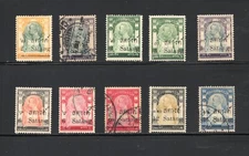 R9079  Thailand  1909   King   SURCHARGED SHORT-SET  10v.   MH/MNG/used