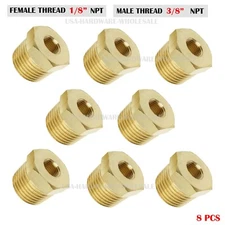 8PC 3/8" Male x 1/8" Female NPT Pipe reducer Hex Bushing adapter Brass Fitting