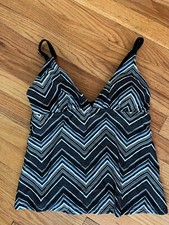 Mossimo small black white chevron print tankini top swim padded S top