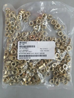 WURTH ADAMS (300) 3/8-16 HEX JAM NUTS YELLOW/ ZINC PLATED STEEL - THIN / HALF NUT