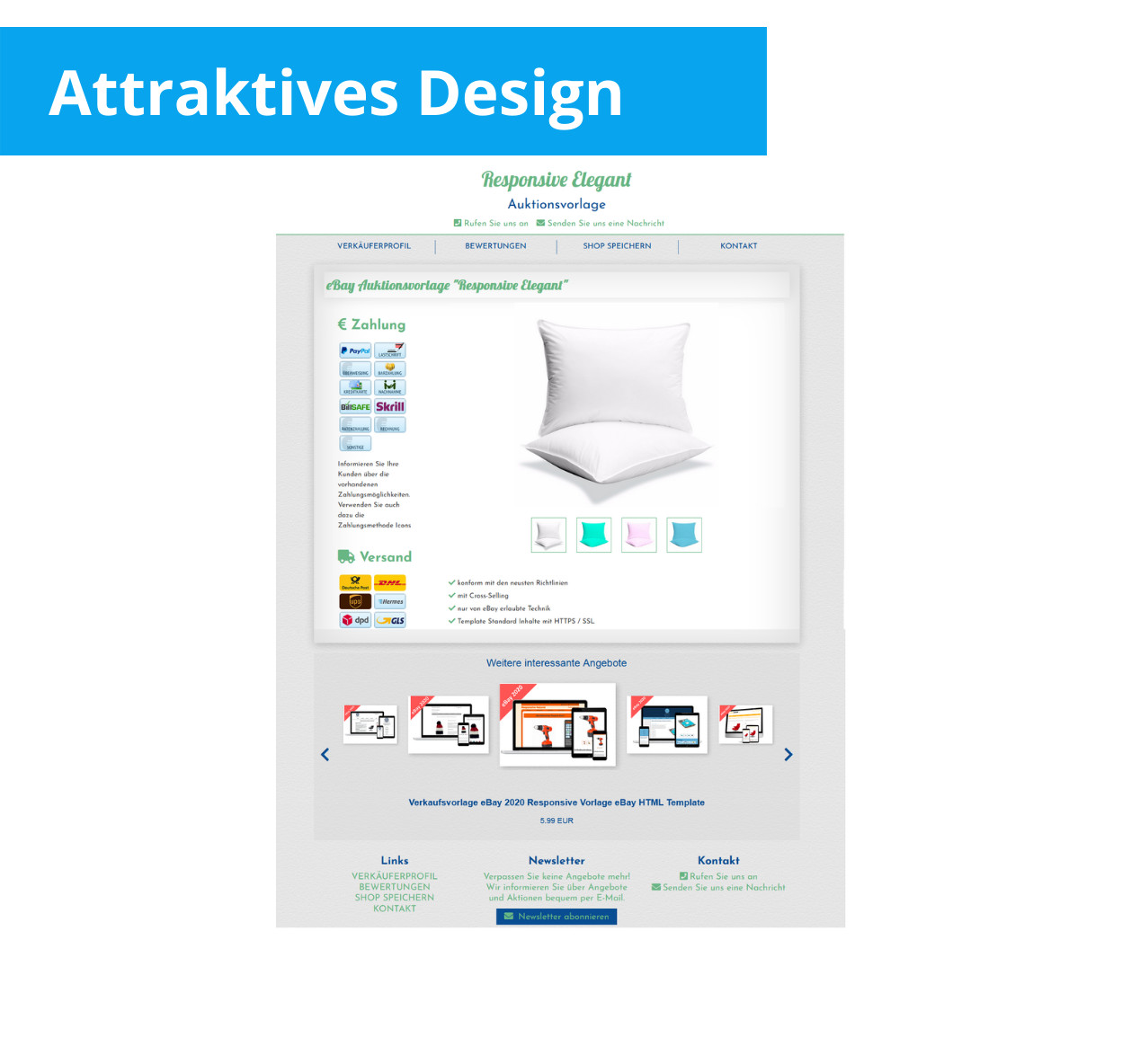 eBay HTML template responsive elegant sales template template + editor