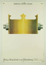 rare PRINZ FRIEDRICH VON HOMBURG 23x33" German stage poster 1980s crown w/ bolts