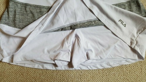 Womens Skort-FILA-white/gray stripe stretch knit pullon athletic/performance-M/L - Bild 3 von 5