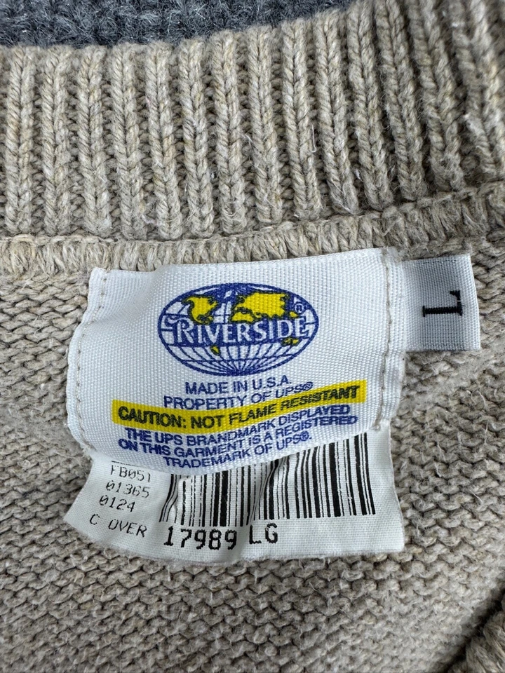 VNTG UPS United Parcel Service Uniform Sweater Vest Men's L Beige  USA Made - Image 2 of 4