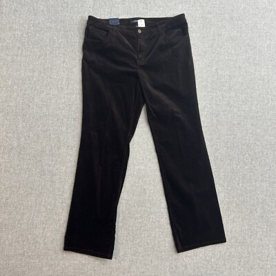 Chaps Corduroy Pants Womens 18* Brown Fit Shape Sculpt Slimming Stretch Mid Rise