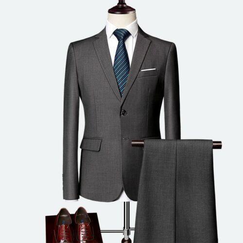 Herren Business Formeller Zwei-Knopf-Anzug 2-teilig Blazer Jacke Slim Fit Abschlussball 6XL Chic - Bild 14 von 28
