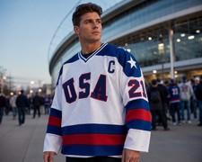 USA Miracle on Ice Replica Hockey K1 1980 Olympics Mike Eruzione #21 Jersey L