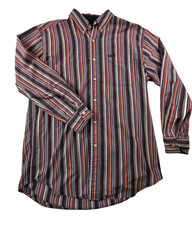 Chaps Mens Medium Multicolored Striped Long Sleeve Button Down Shirt
