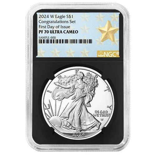2024-W Proof $1 American Silver Eagle Congratulations Set NGC PF70UC FDI West