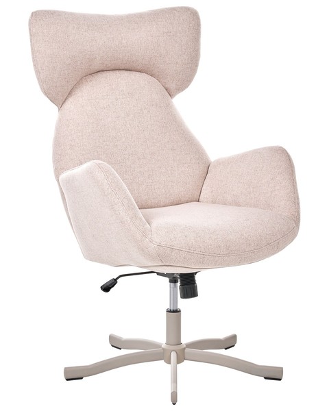 Polstersessel Stoff Beige Drehbar Hohe RüCkenlehne Drehsessel Sonderby-image