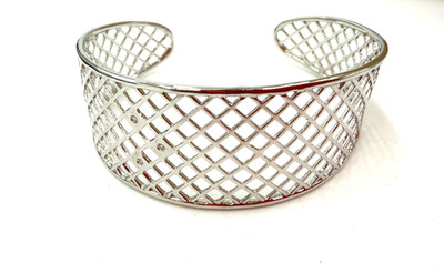 Sterling Silver Bracelet Basketweave Cuff Signed Imaya 13 Grams 7 Inches