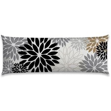 Body Pillow Cover 20 x 54 Inch with Zipper,Soft and Plush Long Black Flower