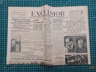 BE335 Excelsior Zeitung 1935 Juni - diverse Fakten - Prozess Nathan Malou Guérin
