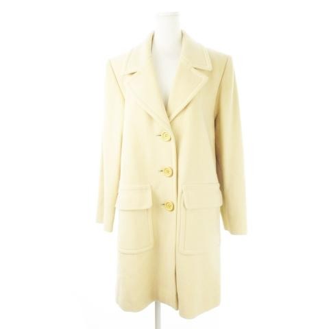 Yves Saint Laurent Cappotto Chester Vintage Lana Lungo 7 Beige Chiaro Donna