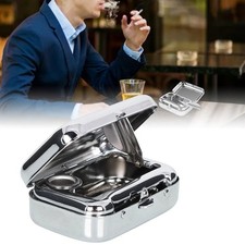 Outdoor Mini Portable Metal Ashtray With Lockable Lid Desktop Pocket Ashtray
