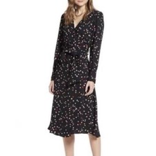 NWT Halogen Black Dot Midi Wrap Dress Sz XXL