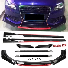 Front Bumper Lip Spoiler Splitter Side Skirt Glossy Black For Audi S3 S4 S5 UN