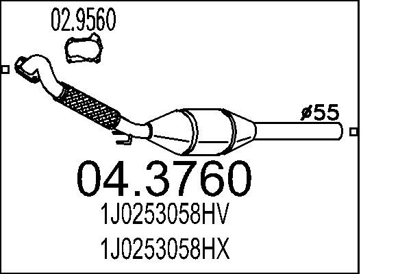 Catalyseur MTS 04.3760 pour Audi VW Seat Skoda en acier inoxydable