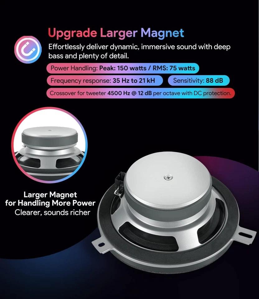 4 Pack 77KICK10 Kicker Speaker Upgrade Fits For 2007-2018 Jeep Wrangler JK JKU Foto 4 de 4