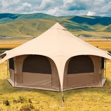 Canvas Bell Tent, Glamping Yurt Waterproof Tent with Stove Jack and Storage Bag