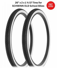 26 X 2 X 1 3/4 White Wall Tires Innova Brick Thread SCHWINN Old School Bikes S7
