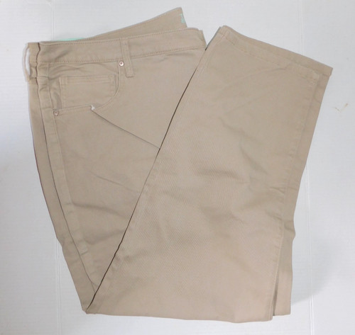 Womens Pants 18W Khaki Denim High Rise Straight Leg Jean Great Stretch