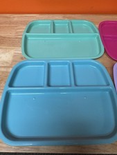 Kids Divided Plates Trays Toddler Plates Set of 4 Bright Colorful plastic Dishes