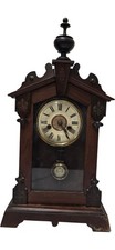 Antique Thomas Haller Wood Mantel Clock - Non Working for Repair - German