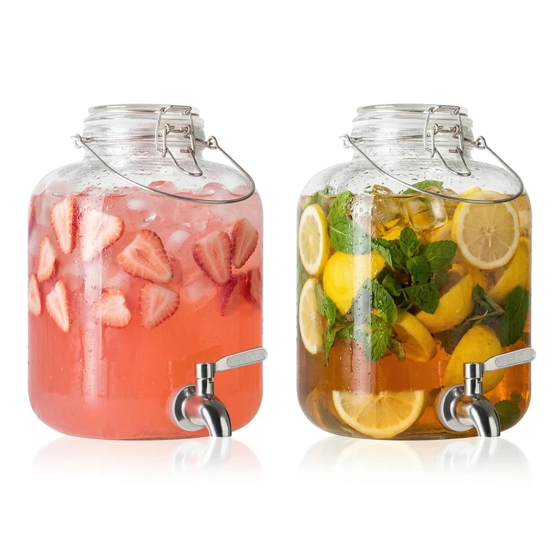 Puscrieno Glass Drink Dispenser For Parties 1 Gallon Water Dispenser Stainless