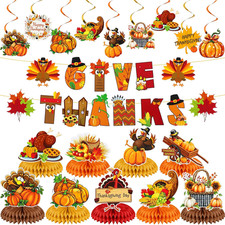 19 Pcs Fall Thanksgiving Decorations for Home with Give Thanks Banner