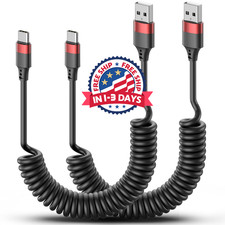 2 Pack USB C Coiled Cable, Fast Charging USB to USB C Cord for iPhone 16/16 Pro
