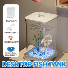 Desktop Betta Fish Tank Mini Aquarium Decor For Home Office Tabletop Fishbowl