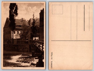 Chemnitz Germany Riverside Bridge Postcard