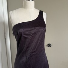 Y2K VTG Rampage Evening Gown One Shoulder Beaded Throughout