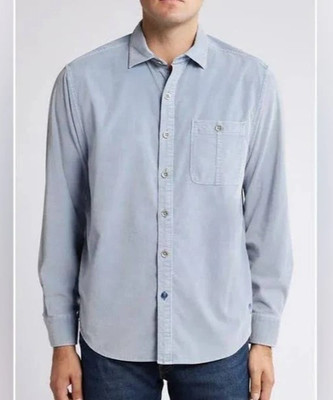 Tommy Bahama Coastline Corduroy Sun Fade Shirt Mens 2XLB Denimblau Blue $148 NWT