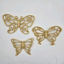 Vtg Off White Syroco Homco 70's Butterflies Wall Decor MCM Made In USA Set Of 3