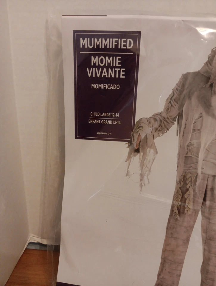 Disfraz de momia para niños Halloween LG 12-14, JUEGO DE 2 PIEZAS NUEVO CON ETIQUETAS Foto 2 de 4