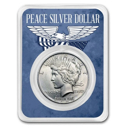 1922-1925 Peace Silver Dollar BU - w/Eagle Wings Card