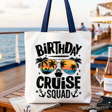 Birthday Cruise Squad Tote Bag, Tropical Vacation Cruise Trip Gift Shopper