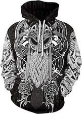 3D Viking Warrior Hoodie Norse Knot Armor Print Pullover Sweatshirt Men Women