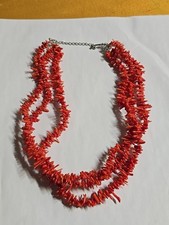 Triple Strand Red Sea Branch Coral Necklace 19in Long