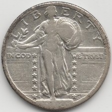 1924 D Standing Liberty Quarter, VF, die cracks