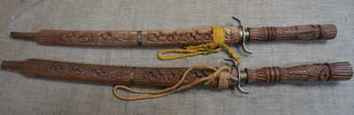 Carved Duel Asian Swords