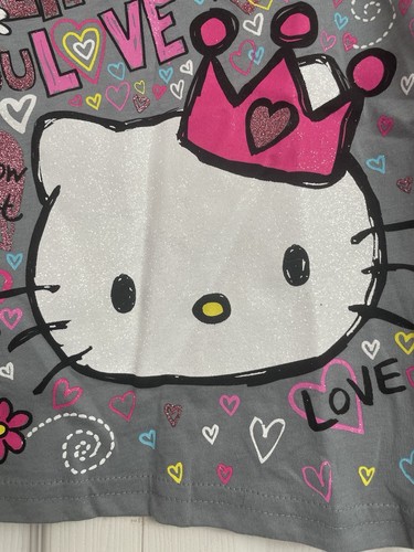 Girls Hello Kitty Gray “Live The Life You Love” Long Sleeve Fashion Tee   Size 6 - Picture 2 of 4