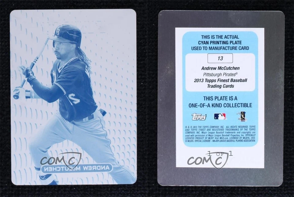 2013 Topps Finest Printing Plate Cyan 1/1 Andrew McCutchen #13 1c71 - Image 3 of 3